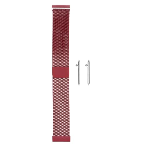 sourcing map Edelstahl-Mesh-Uhrenarmband 18 mm Schnellwechsel-Verstellbares Armband mit magnetischem Verschluss für Männer und Frauen, Rot. von sourcing map