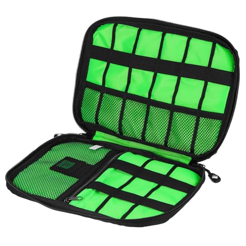 sourcing map Elektronik-Organizer, doppellagig, Nylon, Tech-Organizer, Reiseetui für Tech-Tasche, Kordel-Organizer, Reisezubehör, Herren und Damen, grau, 9.45" x 6.69" x 1.18" von sourcing map