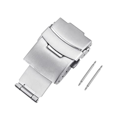 sourcing map Faltschließe 20mm Druckknopf Uhrenschnalle mit Federstege Armbandschließe Schnellschnallen Edelstahl Uhrenschließe Ersatz für Uhren Armband Uhrenarmbänder Armbänder, Silber von sourcing map