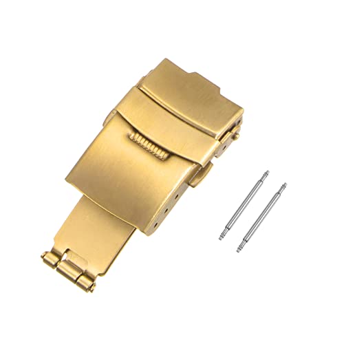 sourcing map Faltschließe 22mm Druckknopf Uhrenschnalle mit Federstege Armbandschließe Schnellschnallen Edelstahl Uhrenschließe Ersatz für Uhren Armband Uhrenarmbänder Armbänder, Gold von sourcing map