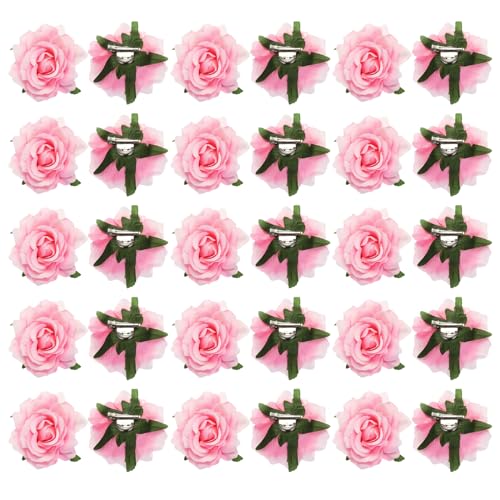sourcing map Haarspangen mit Rosenblüten, 10,2 cm, 30 Stück, Blumen-Haarnadeln, Blumenbrosche für Damen, Haar-Accessoires, Hellrosa von sourcing map