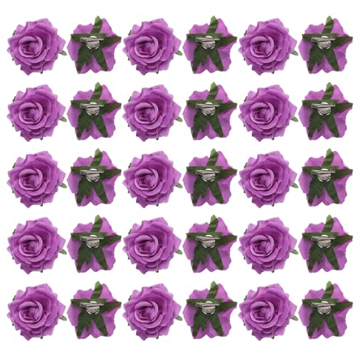 sourcing map Haarspangen mit Rosenblüten, 10,2 cm, 30 Stück, Blumen-Haarnadeln, Blumenbrosche für Damen, Haar-Accessoires, Hellviolett von sourcing map