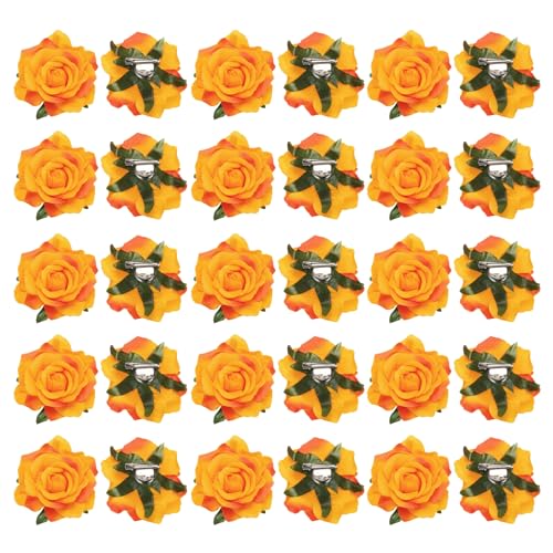 sourcing map Haarspangen mit Rosenblüten, 10,2 cm, 30 Stück, Blumen-Haarnadeln, Blumenbrosche für Damen, Haar-Accessoires, Orange von sourcing map