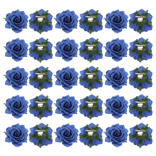 sourcing map Haarspangen mit Rosenblüten, 10,2 cm, Blumen-Haarnadeln, Blumenbrosche für Damen, Haar-Accessoires, Blau, 30 Stück von sourcing map