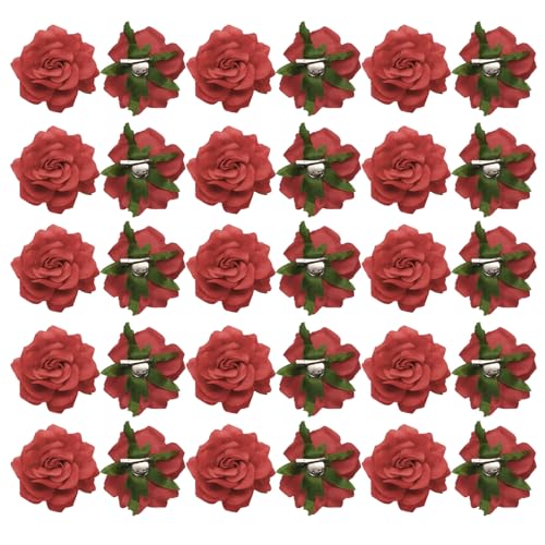 sourcing map Haarspangen mit Rosenblüten, 10,2 cm, Blumen-Haarnadeln, Blumenbrosche für Damen, Haar-Accessoires, Rot, 30 Stück von sourcing map