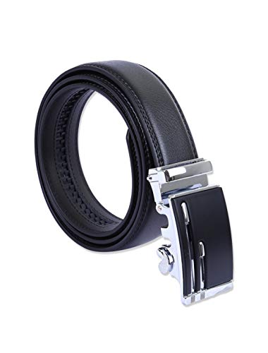 sourcing map Herren Automatik Gürtelschnalle Ratsche PU Ledergürtel 35mm Breite reine Farbe Schwarz-22 120cm von uxcell