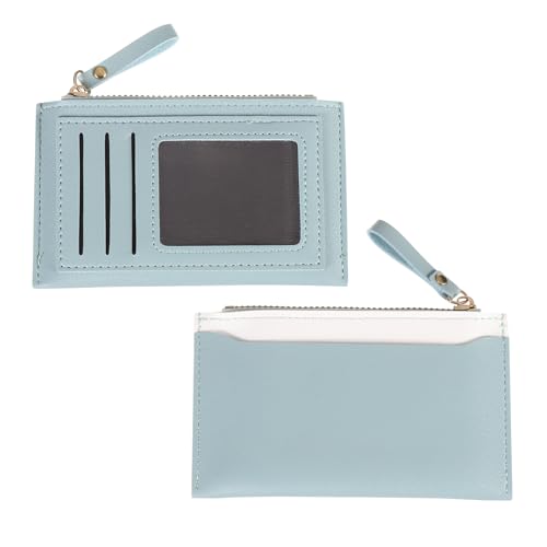 sourcing map Kleines Kreditkartenetui mit Reißverschluss für Männer und Frauen, hellblau von sourcing map