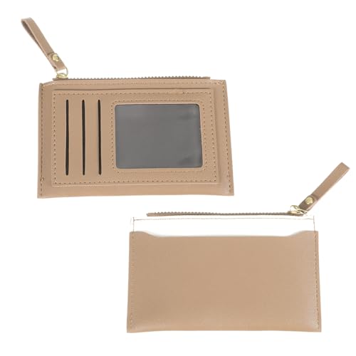 sourcing map Kleines Kreditkartenetui mit Reißverschluss für Männer und Frauen, khaki von sourcing map