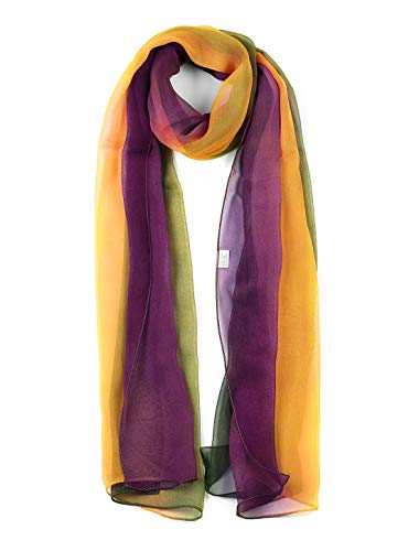 sourcing map Lang Chiffon Leicht Gradient Farbe Schal Frühling Sommer Weich für Frauen Green/Yellow/Purple 63"x19.6" von uxcell