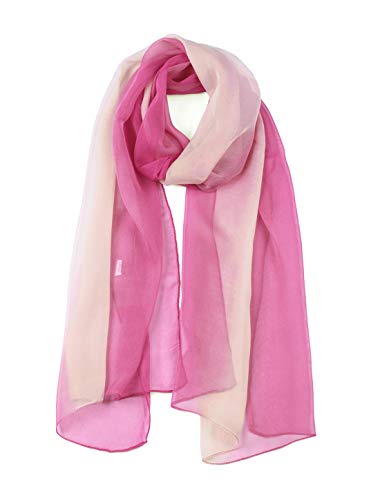 sourcing map Lang Chiffon Leicht Gradient Farbe Schal Frühling Sommer Weich für Frauen Pale Pink/Fuchsia 63"x19.6" von uxcell