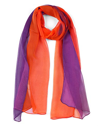 sourcing map Lang Chiffon Leicht Gradient Farbe Schal Frühling Sommer Weich für Frauen Orange/Purple 63"x19.6" von uxcell