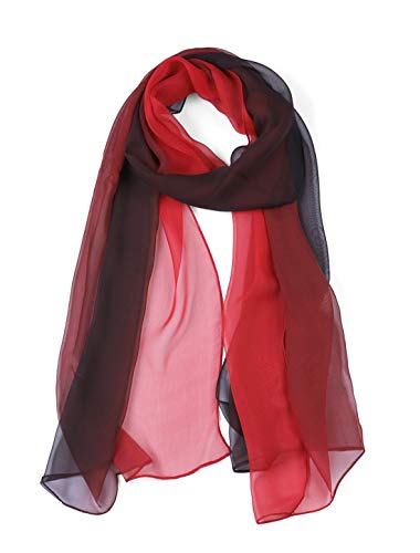 sourcing map Lang Chiffon Leicht Gradient Farbe Schal Frühling Sommer Weich für Frauen Rot/Schwarz 63"x19.6" von uxcell