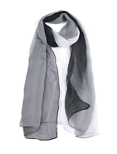 sourcing map Lang Chiffon Leicht Gradient Farbe Schal Frühling Sommer Weich für Frauen Black/White 63"x19.6" von uxcell