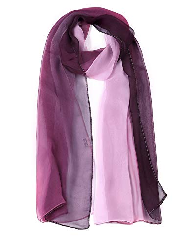 sourcing map Lang Chiffon Leicht Gradient Farbe Schal Frühling Sommer Weich für Frauen Purple 63"x19.6" von uxcell