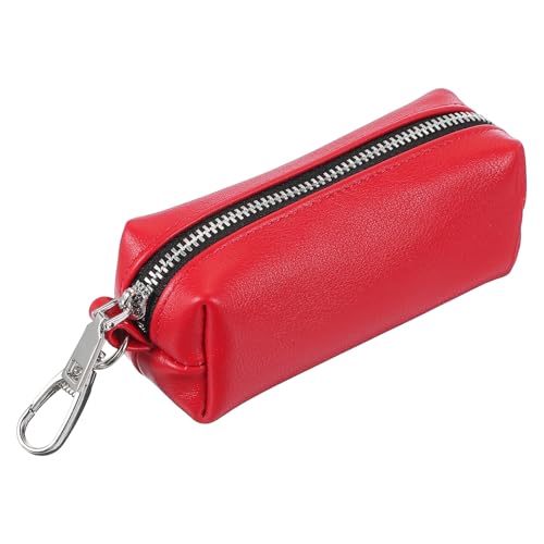 sourcing map Leder-Münzgeldbörse, Leder-Autoschlüsselhalter, Tasche, Handgeldbörse, Schlüsselanhänger, kleine Münztasche mit Schlüsselring für Damen und Herren, Rot von sourcing map