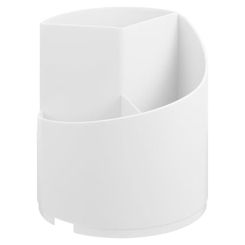 sourcing map Make-up-Pinselhalter, um 360 Grad drehbarer Make-up-Pinsel-Organizer, Kosmetik-Aufbewahrungsbox für Schminktisch, Schreibtisch, Badezimmer, cremefarben von sourcing map