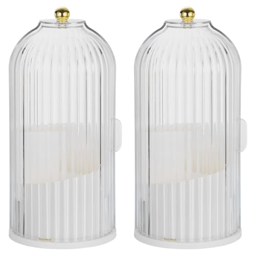 sourcing map Make-up-Pinselhalter mit transparentem Deckel, um 360 Grad drehbar, Make-up-Pinsel-Organizer, staubdichte Kosmetik-Aufbewahrungsbox für Schminktisch, Schreibtisch, Badezimmer, weiß / von sourcing map