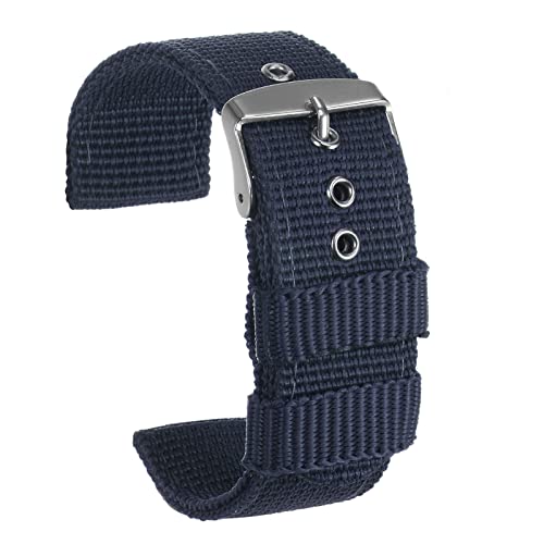 sourcing map Uhrenarmband 16mm, Smartwatch Armband Breite Dauerhaft Nylonarmband Uhrenarmbänder Watch Band mit Silber Schnalle Universal Ersatz Canvas für Damen Herren, Marine von sourcing map