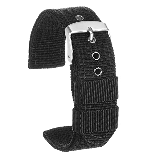 sourcing map Nylonarmband 16mm Schwarz Weiche und Bequeme Nylonarmband mit Silber Schnalle Universal Ersatz Canvas Armband von sourcing map