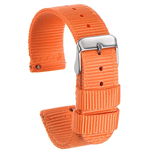 sourcing map Uhrenarmband 22mm, Smartwatch Armband Breite Dauerhaft Nylonarmband Uhrenarmbänder Watch Band mit Silber Schnalle Universal Ersatz Canvas für Damen Herren, Orange Farbe von sourcing map