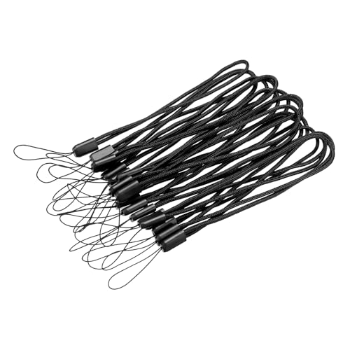 sourcing map Paket von 20 Nylon Schnur Schlüsselbänder 18cm Weich Handgelenk Riemen Schwarz von sourcing map