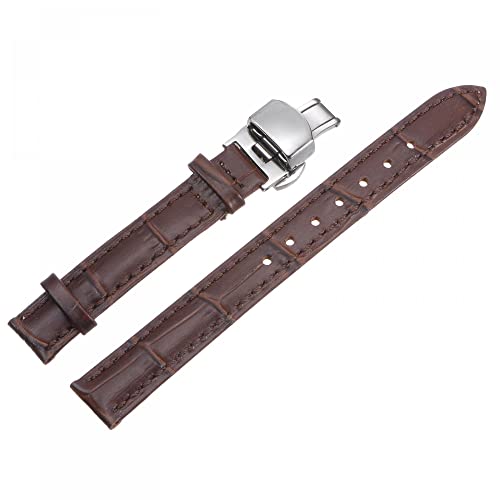 sourcing map Rindslederband-Ersatz-Kit Faltschließe Uhrenarmband 13 mm Lederarmband mit Federstegen, braun von sourcing map