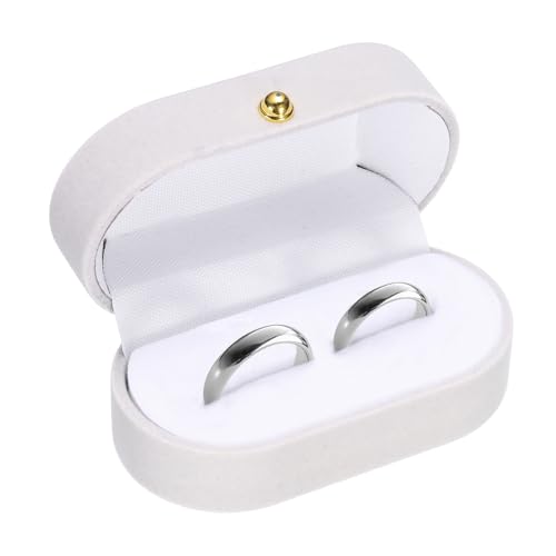 sourcing map Samt-Ringbox, kleine Reise-Schmuckbox, Mini-Ringhalter, Schmuck-Organizer, Aufbewahrungsbox für Frauen und Mädchen, Hochzeitsantrag, Verlobung, Grau von sourcing map