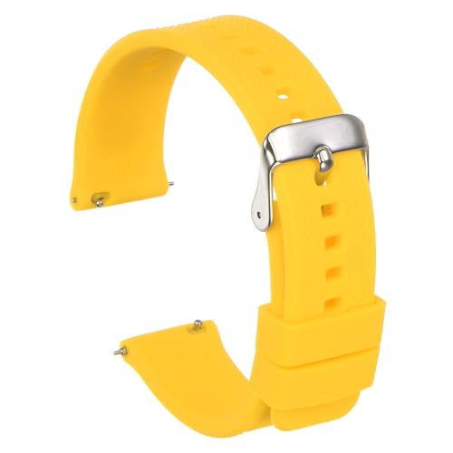 sourcing map Silikon Uhrband 21mm Breite Schnelle Freigabe Weich Gummi Ersatz Uhren Armband mit Galvanisiert Edelstahl Schnalle für Männer Frauen Gelb von sourcing map
