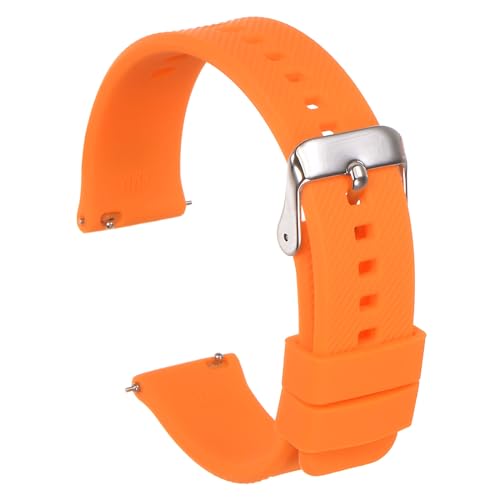 sourcing map Silikon Uhrband 21mm Breite Schnelle Freigabe Weich Gummi Ersatz Uhren Armband mit Galvanisiert Edelstahl Schnalle für Männer Frauen Orange von sourcing map