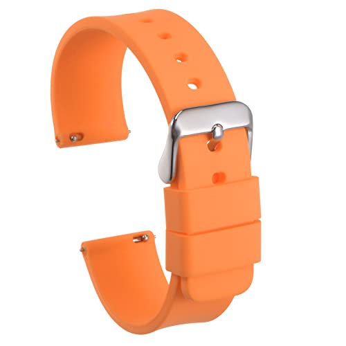 sourcing map Silikon Uhrenband 12mm Breite Schnellspanner Weich Gummi Ersatz Uhr Riemen mit Edelstahl Schnalle für Männer Frauen Orange von sourcing map