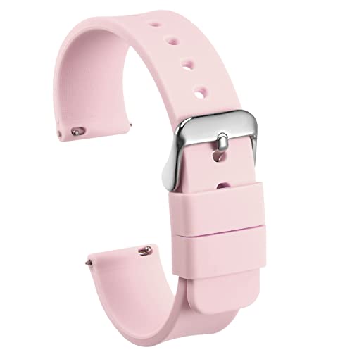 sourcing map Silikon Uhrenband 22mm Breite Schnellspanner Weich Gummi Ersatz Uhr Riemen mit Edelstahl Schnalle für Männer Frauen Rosa von sourcing map