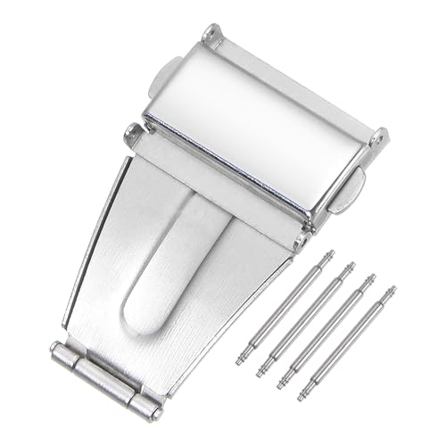 sourcing map Faltschließe 15mm Druckknopf Uhrenschnalle Klappverschluss Armbandschließe Schnellschnallen Edelstahl Uhrenschließe für Uhrbandverlängerung Uhren Armband Uhrenarmbänder, Silber von sourcing map