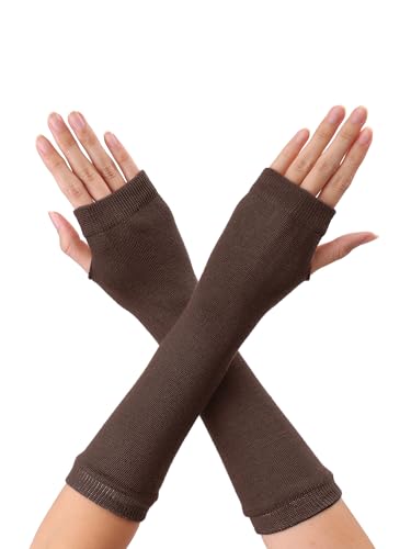 sourcing map Unisex Classic Fashion Stretch Fingerlose Armwärmer-Ärmel Kaffee One Size von sourcing map