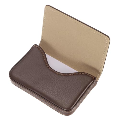 sourcing map Visitenkartenetui PU Leder Visitenkartenetui Tasche Visitenkartenhalter mit Magnetverschluss für Damen und Herren, Dunkelbraun von sourcing map