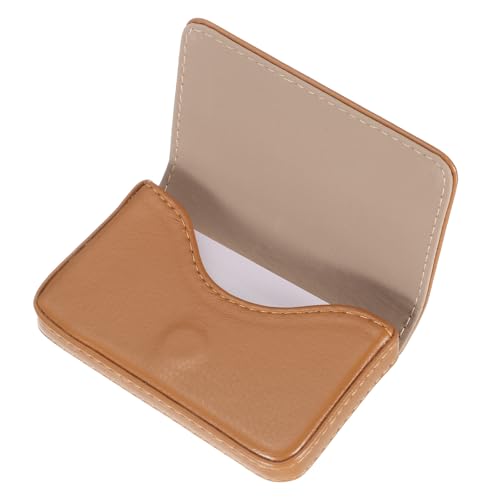 sourcing map Visitenkartenetui PU Leder Visitenkartenetui Tasche Visitenkartenhalter mit Magnetverschluss für Damen und Herren Beige von sourcing map