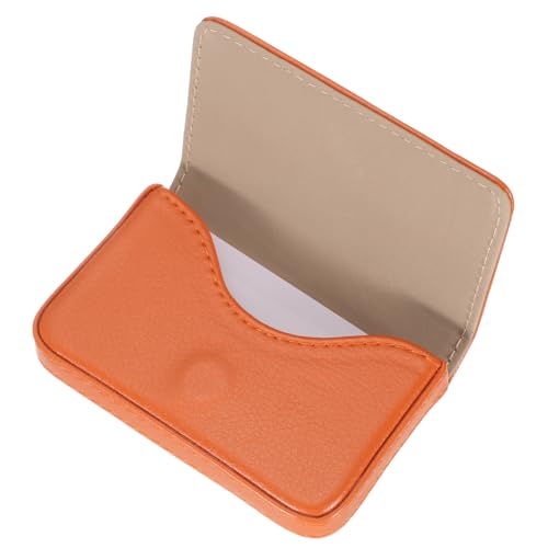 sourcing map Visitenkartenetui PU Leder Visitenkartenetui Tasche Visitenkartenhalter mit Magnetverschluss für Damen und Herren Orange von sourcing map