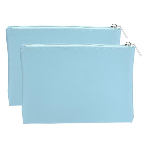 sourcing map Wasserdichte Kosmetiktasche mit Reißverschluss, Kulturbeutel für Damen, Make-up-Pinselhalter, blau, L von sourcing map