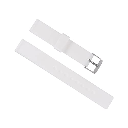 sourcing map Uhrenarmband 12mm Silikon mit Edelstahl Schnalle, Uhrenarmbänder Vintage Ersatzarmband für Smartwatch Universal Uhr Elegantes Damen Herren (Weiß) von sourcing map