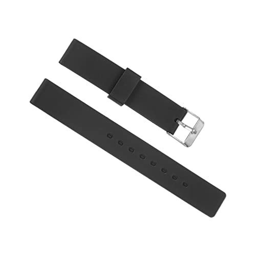 sourcing map Uhrenarmband 16mm Silikon mit Edelstahl Schnalle, Uhrenarmbänder Vintage Ersatzarmband für Smartwatch Universal Uhr Elegantes Damen Herren (Schwarz) von sourcing map