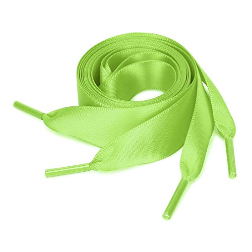 uxcell 2 Paare Damen Satin Flachband Schuhbänder Sneakers Canvas Schnürsenkel Grün 100cm von sourcing map