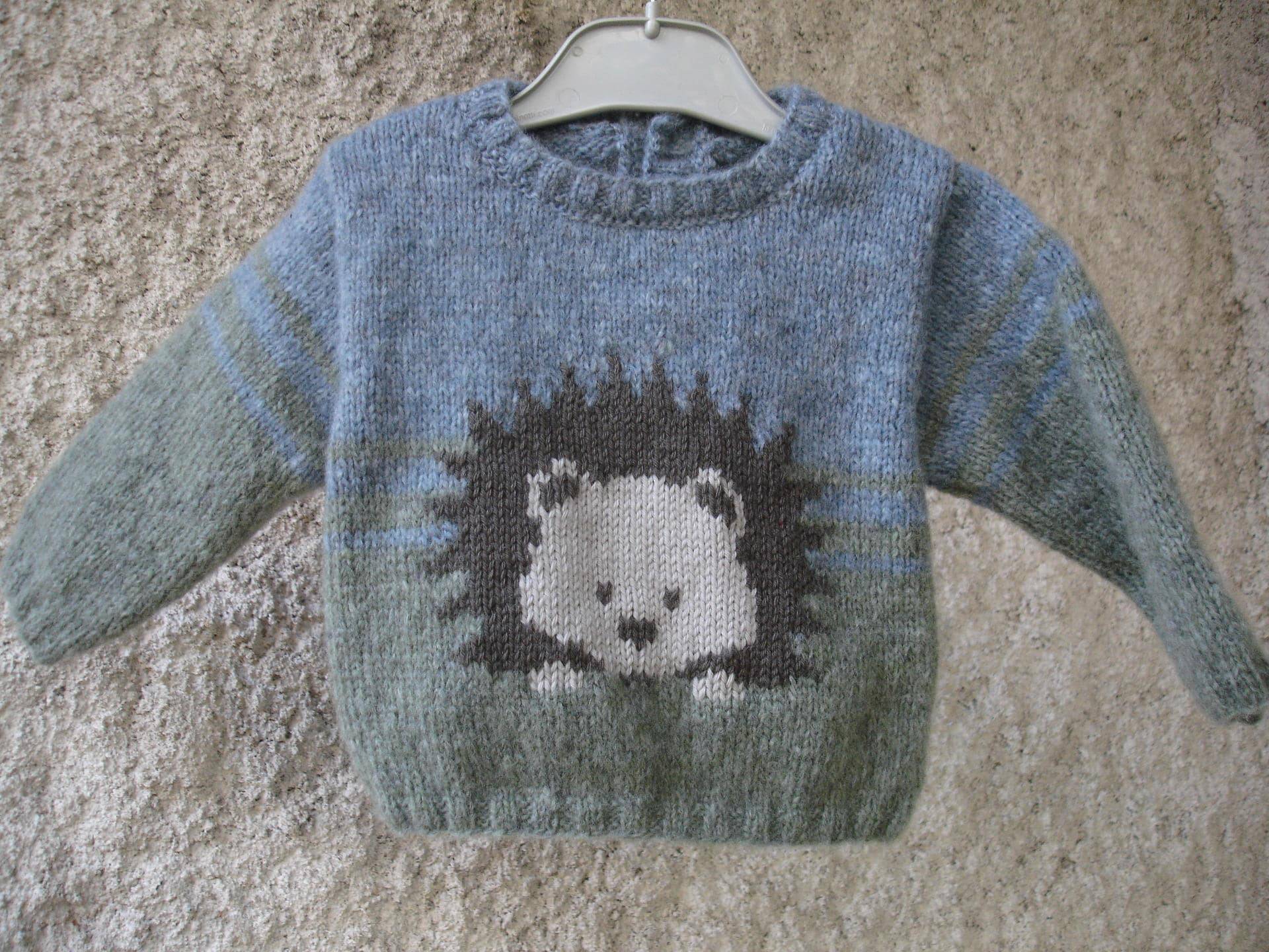100 % Handgemachter Babypullover Mit Igelmuster Von 3 Monaten Bis 2 Jahren von souricettecreation