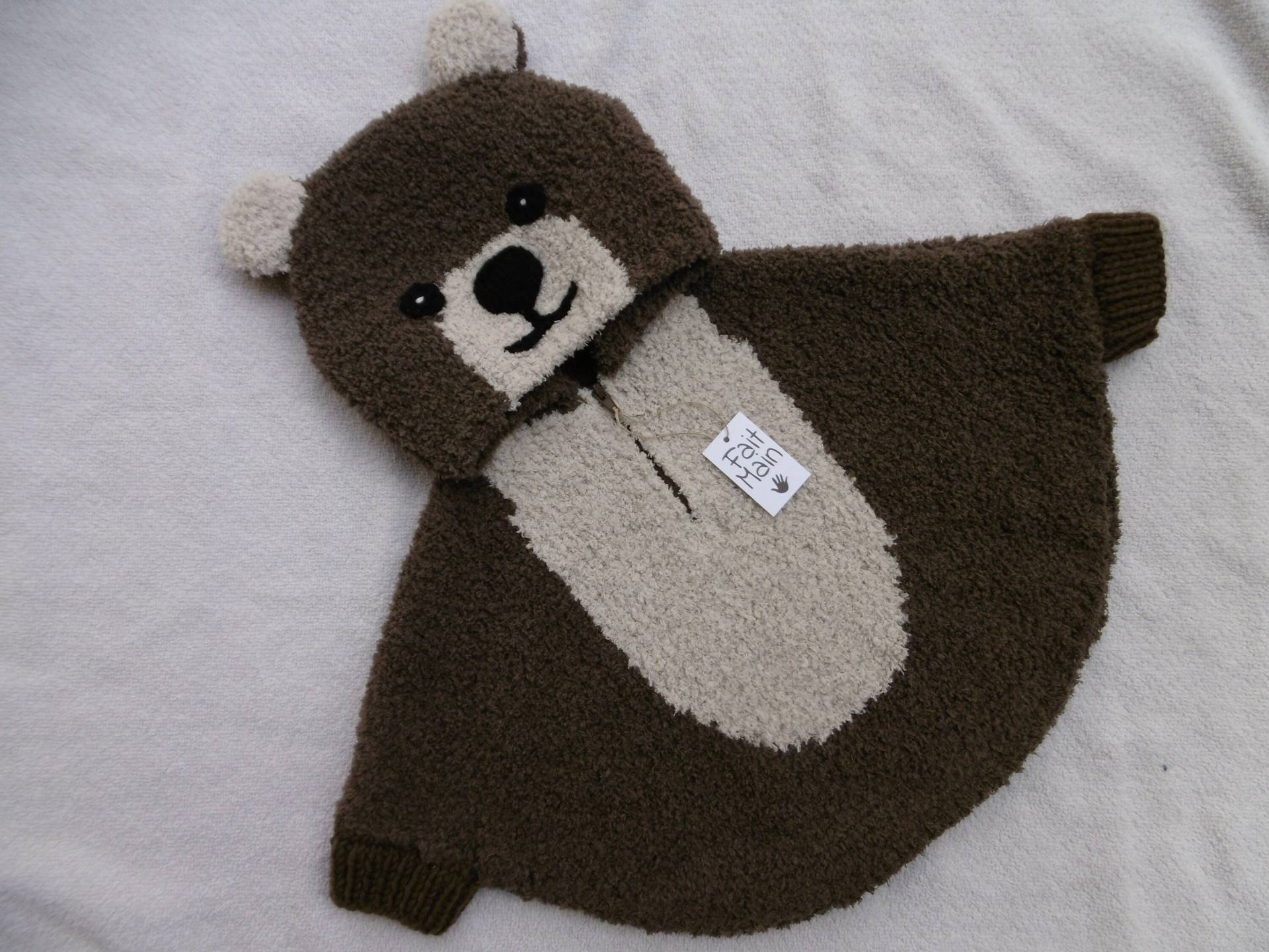 Baby - Und Kinderponcho Mit Teddybärform Von 3 Monaten Bis 2 Jahren von souricettecreation