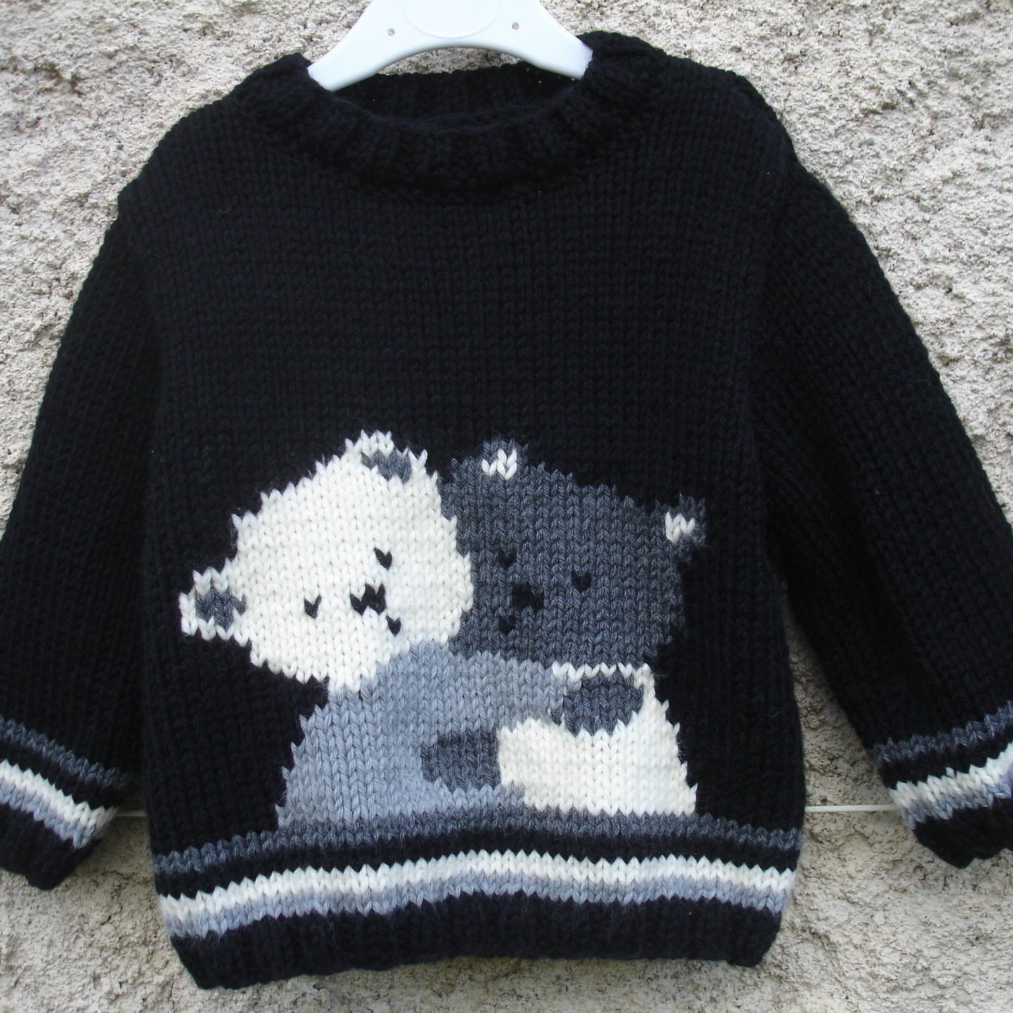 Baby - Und Kinderpullover Mit Ineinander Verschlungenen Teddybären Von 1 Jahr Bis 6 Jahren, 100 % Handgestrickt von souricettecreation