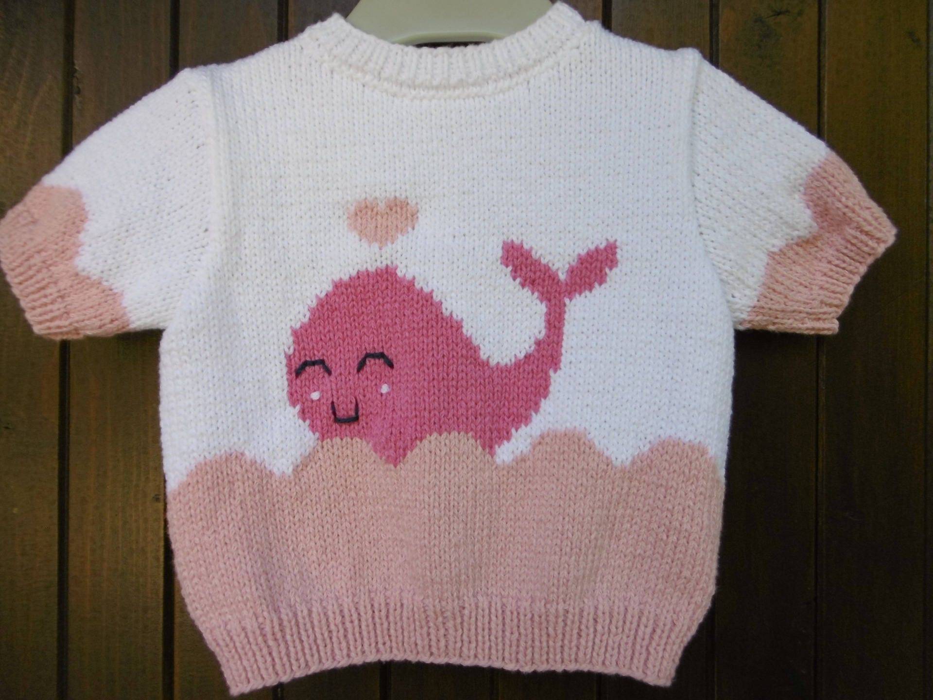 Baumwolle Baby Pullover Kurze Ärmel Handgefertigtes Walmuster von souricettecreation