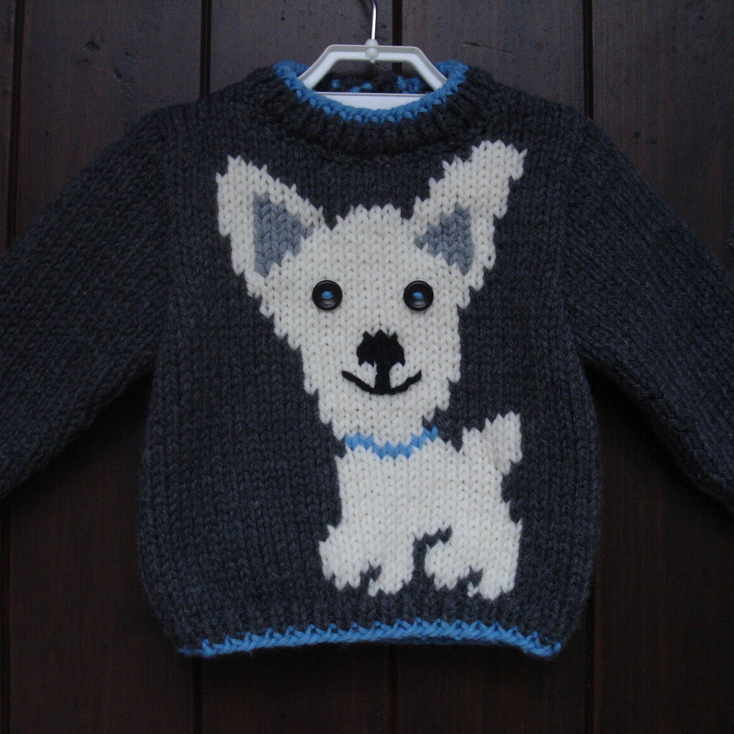 Handgefertigter Babypullover Mit Hundemuster Von 6 Monaten Bis Jahren von souricettecreation