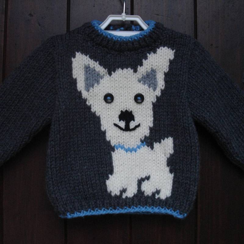 Handgefertigter Babypullover Mit Hundemuster Von 6 Monaten Bis Jahren Handgefertigter Babypullover Mit Hundemuster Von 6 Monaten Bis Jahren von souricettecreation