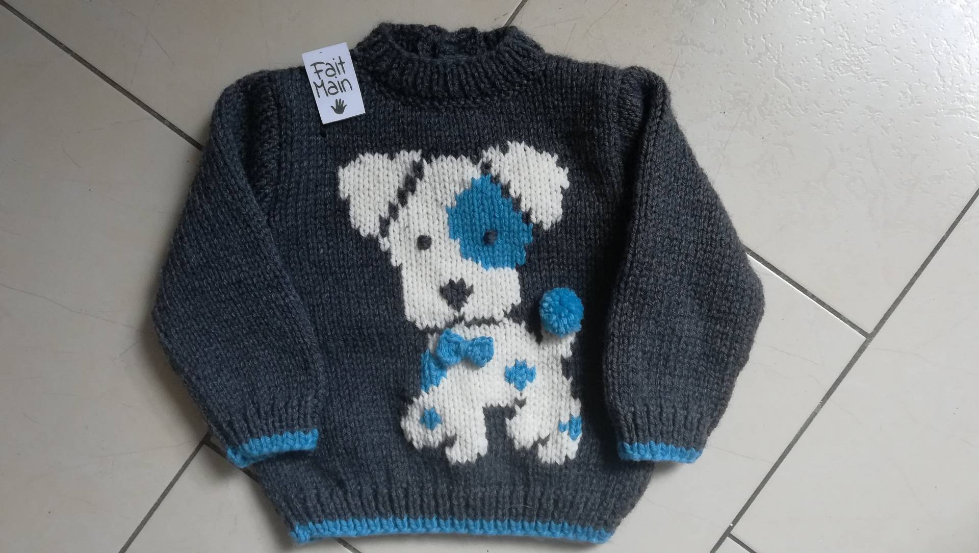 Jungenpullover Mit Hundemotiv Von 1 Bis 6 Jahren, Handgestrickt von souricettecreation