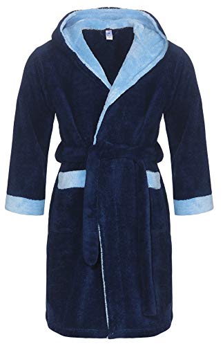 souspy ARNE Herren Bademantel Morgenmantel Saunamantel Microfaser Kapuze Gürtel blau-hellblau M von souspy
