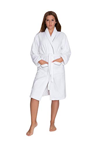 souspy Damen Bademantel Soft Touch weiß mit Schalkragen S von souspy