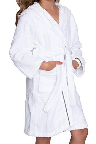 souspy Kinder Bademantel Soft Touch weiß mit Kapuze 122-128 von souspy